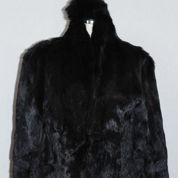 Black Rabbit Fur Coat - Picture 5 of 14